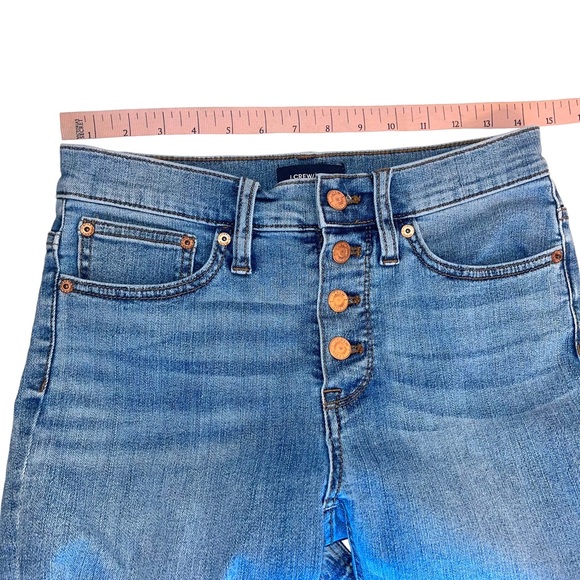 J. CREW Billie Demi Boot Crop Raw Hem Exposed Button Fly Medium Wash Jean - Picture 8 of 10
